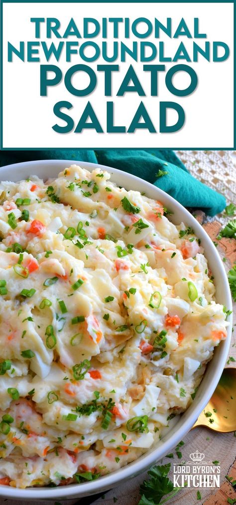 Made with chopped hard-boiled eggs, mashed potatoes, and green onions, Vegetable Potato Salad is creamy, comforting, and oh so delicious! The addition of eggs and green onions might not be the makings of a traditional Newfoundland potato salad in your home, but it surely is in mine! You've got to try this version! #potato #salad #newfie #Newfoundland #recipes #vegetable Newfoundland Snowballs, Jello Balls, Vegetarian Jambalaya, Garlic Ribs, Christmas Jello, Gochujang Recipe, Gochujang Chicken, Newfoundland Recipes, Pork Bites