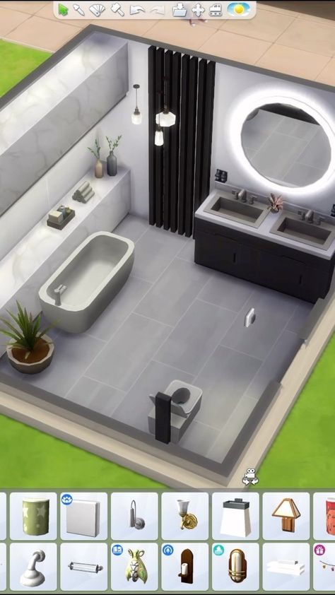 Modern Bathroom Idea in @thesims #sims #sims4 #sims4house #sims4home #sims4build #thesims #thesims4 #thesims4house #thesims4home… | Instagram Modern Sims House Layout, Sims 4 Floorplan Modern, Sims 4 Ideas Interior, Sims House Ideas Modern, Sims 4 Bathroom Build, Sims 4 Inside House Ideas, Sims Bathroom Ideas No Cc, Sims 4 Interior Design Ideas Bathroom, Sims 4 Rp Ideas