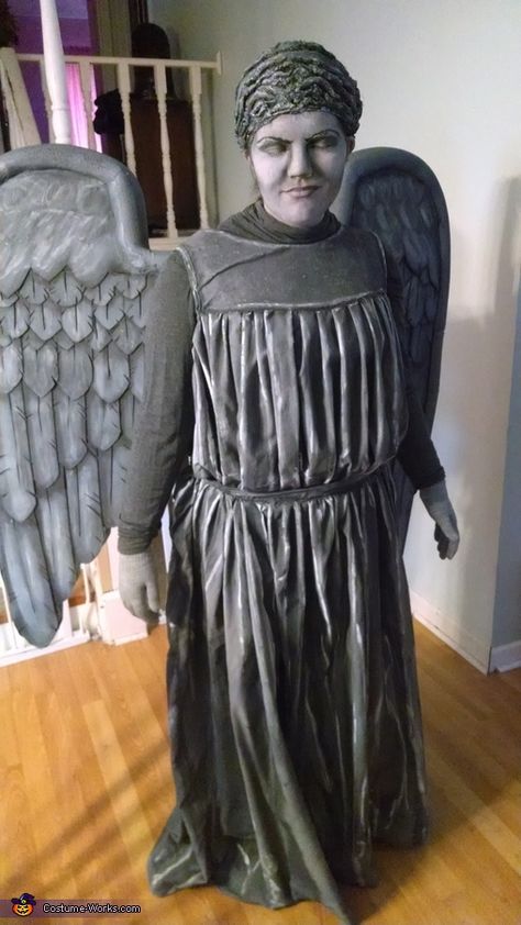 Of all the villains in the Doctor Who universe, we find none more terrifying than the deliciously creepy Weeping Angels. My daughter Elizabeth had been asking for this costume for a couple of years now but finding it pretty intimidating I kept putting her off.... Weeping Angel Costume, Creative Costume Ideas, Weeping Angels, Creative Costume, Weeping Angel, Costume Works, Angel Costume, Creative Costumes, Couples Costumes