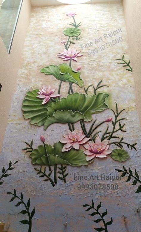 Fine Art Raipur Contact Number 9993078500, 8359078500. Mural Decorative Wall and Painting Ganpati Decoration Theme, Sculpture Art Projects, Decoration Theme, Lotus Flower Art, Relief Art, Ganpati Decoration, Puja Room, Mural Wall, Textured Canvas