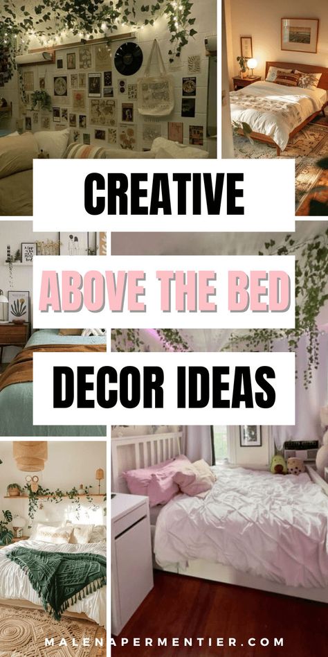 above bed decor ideas Bedroom Decor Above Headboard, Boho Bedroom Wall Decor Above Bed, Behind Bed Wall Decor Ideas, Decorating Above Bed, Decor Above Headboard, Above Bed Decor Ideas, Shelf Above Bed Decor, Shelving Above Bed, Decorate Above Bed