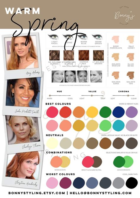 Spring Skin Tone, Warm Spring Palette, Spring Color Season, Spring Color Analysis, Warm Spring Color Palette, True Spring Color Palette, Light Summer Palette, Light Spring Palette, Warm Spring Outfits