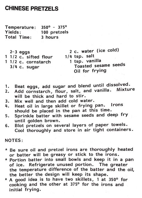 Chinese Pretzels — Kau Kau Chronicles Chinese Pretzel Recipe, Pretzel Recipe, Pretzels Recipe, Toasted Sesame Seeds, Frying Oil, Pretzels, Sesame Seeds, Frying Pan, Corn Starch