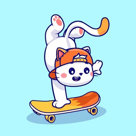 Catalyststuff | Freepik Skateboarding Cat Drawing, Skateboard Cartoon, Fitness Art, Vector Icons Illustration, Characters Design, Sport Illustration, Skateboard Stickers, Sport Icon, Mood Board Design