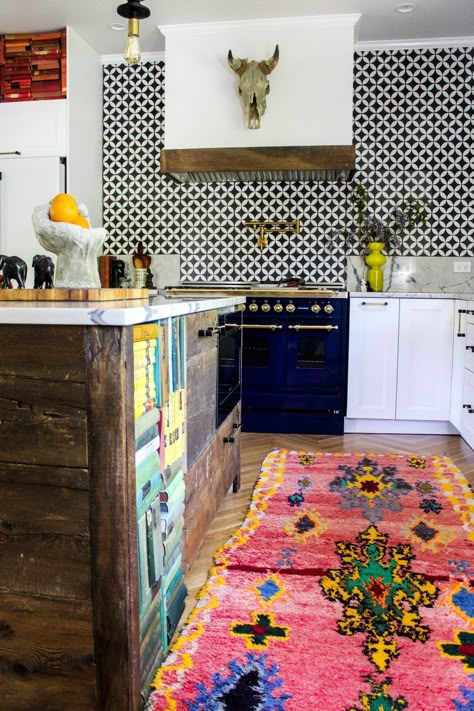 Patterned Tile Backsplash, Eclectic Kitchen, Lodge Decor, Boho Kitchen, College Apartment, Kitchen Fixtures, Kitchen Area, The Design Files, Eclectic Home