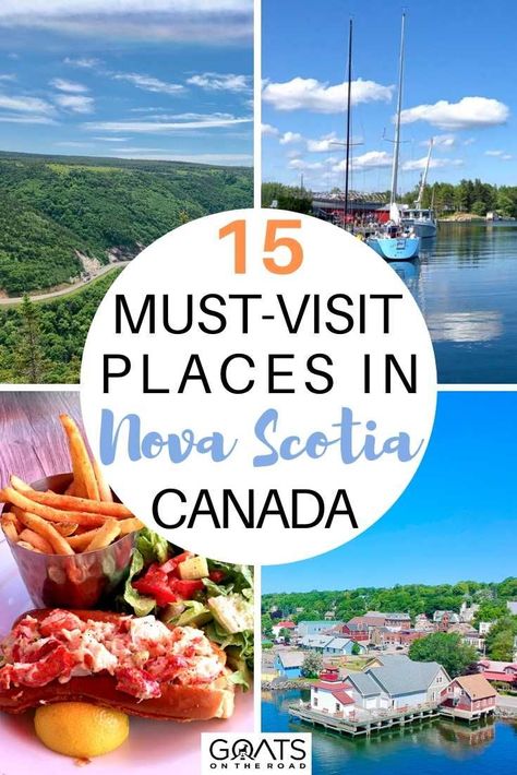 Planning a trip to Canada? Here are 15 must-visit places in Nova Scotia, Canada! Whether you want to go whale watching, drink at some amazing wineries, or do some fun outdoor activities, we’ve got the destinations for you to visit. | #traveldestinations #eastcoast #canada Travelling Canada, Nova Scotia Travel, Cabot Trail, Canada Travel Guide, Eastern Canada, Canada Road Trip, Visit Canada, Motorcycle Travel, Nova Scotia Canada