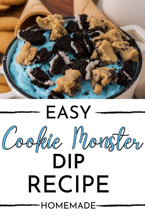 Looking for an easy, fun, and delicious treat to serve up at your next family game night? Check out this super simple Cookie Monster Dip recipe! It's the perfect combination of chocolate cookie pieces and creamy white chocolate dip that'll have everyone asking for seconds! Cookie Monster Dip, Monster Cookie Dip, Monster Dip, Family Game Night Snacks, Baked Appetizers, Chocolate Dip, Simple Cookie, Dessert Dip, Cookie Monster Party