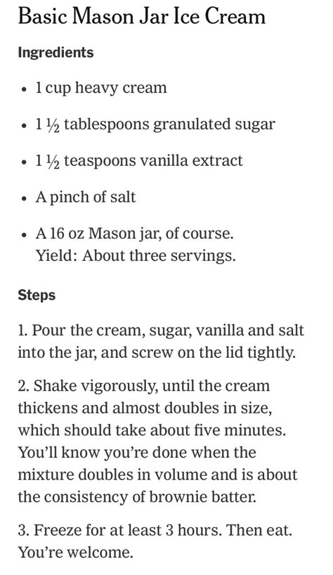 No Turn Ice Cream, Dash My Mug Ice Cream Maker Recipes, Ice Cream In A Mason Jar Recipe, Ice Cream In A Mason Jar, Ice Cream Recipes Mason Jar, How To Make Ice Cream In A Mason Jar, Mason Jar Deserts, Ice Cream Jar, Ice Cream In A Jar