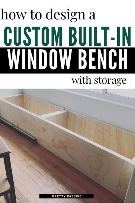 Diy Built In Window Bench, Built In Bench Seating Bay Window, Built In Bench Seating Dining With Storage, Build Storage Bench, Diy Bench Built In, Bench With Storage Underneath, Diy Dinette Bench, Seat Bench With Storage, Book Bench Diy