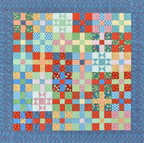 Uneven Nine-Patch & Star Quilt Handmade Crib, American Patchwork And Quilting, Sewing Quilts, Cross Quilt, Nine Patch Quilt, Pattern Quilt, Free Quilt Patterns, Nine Patch, Polka Dot Fabric