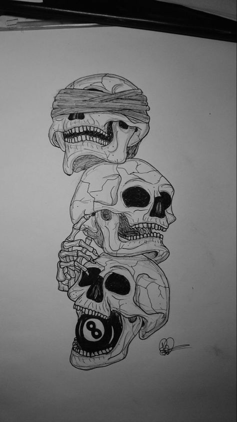 Hear No See No Speak No Evil Skulls Tattoo Designs, See No Evil Hear No Evil Tattoo Design, See No Hear No Speak No Tattoo Design, Hear No Evil See No Evil Tattoo Stencil, See No Hear No Speak No Tattoo, Hear No Evil See No Evil Tattoo, Prison Artwork, Skull Tattoos For Men, See Hear Speak No Evil