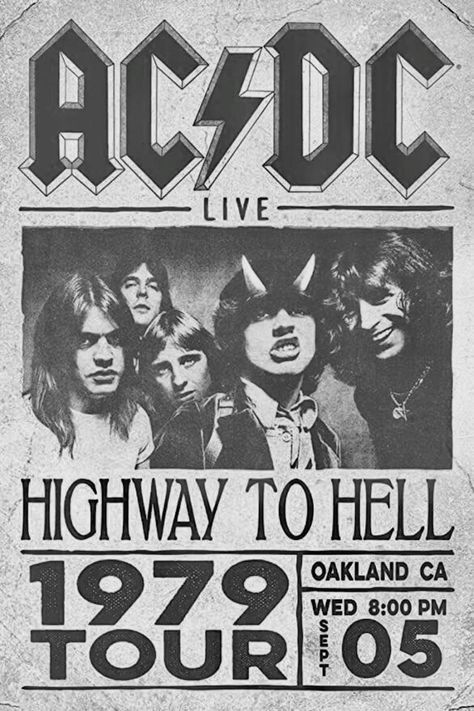 Acdc Poster, Grunge Posters, Seni Pop, Rock Band Posters, Vintage Music Posters, Highway To Hell, Music Poster Design, Plakat Design, Poster Room