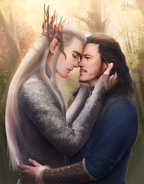 Artmetica Legolas And Gimli, Lee Pace, Luke Evans, Thranduil, Jrr Tolkien, Legolas, High Fantasy, Gay Art, Middle Earth