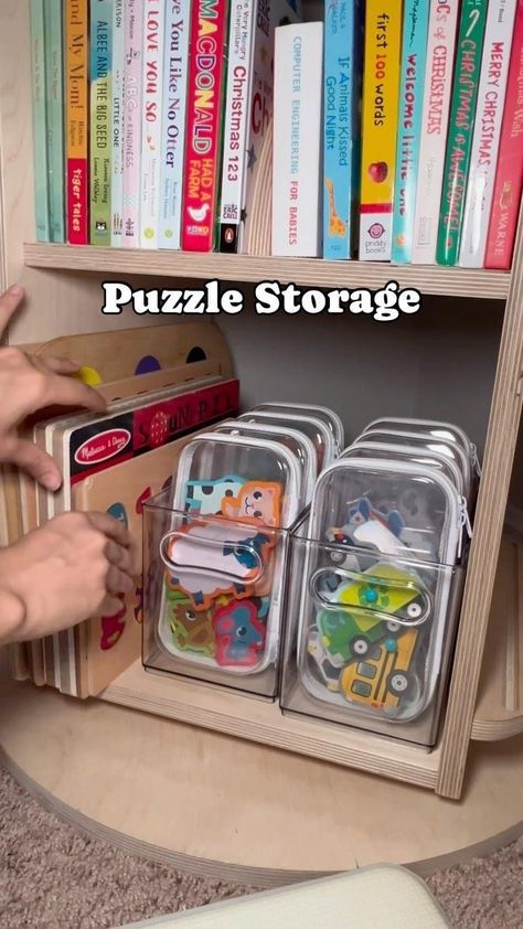 How clever is this reel from @creativemomsland using small bliss bin to keep puzzle pieces all together 👏 #blissbins #mapleandlark #puzzletime #playroomorganization #playroomideas #playroomstorage #storagebin #storagesolutions #storageideas Puzzle Storage, Kids Toy Organization, Toddler Playroom, Baby Learning Activities, Playroom Organization, Kids Room Organization, Kraf Diy, Toddler Learning Activities, Toy Rooms