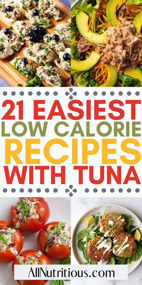 Low Calorie Tuna Lunch Ideas, Healthy Meals With Tuna, Healthy Tuna Ideas, Low Calorie Pescatarian Meals, Low Calorie Canned Tuna Recipes, Low Calorie Fish Dinner, Low Fat Tuna Recipes, Tuna Low Calorie Recipes, Low Cal Tuna Recipes