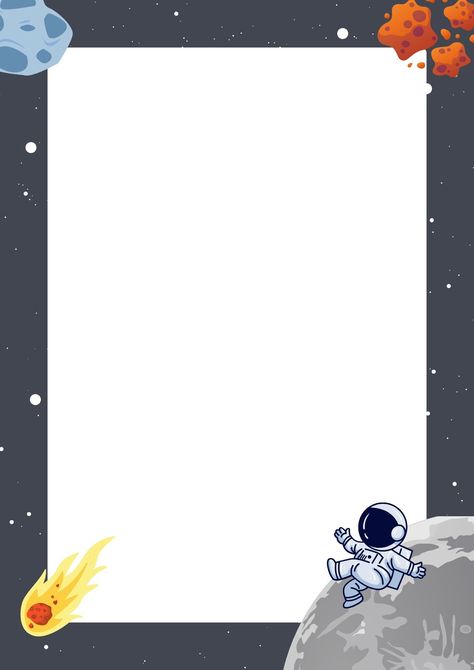 Border Astronaut Border Design, Badie Comebacks, Page Background Design, School Book Covers, Front Page Design, Border Templates, School Frame, Page Borders Design, Page Background