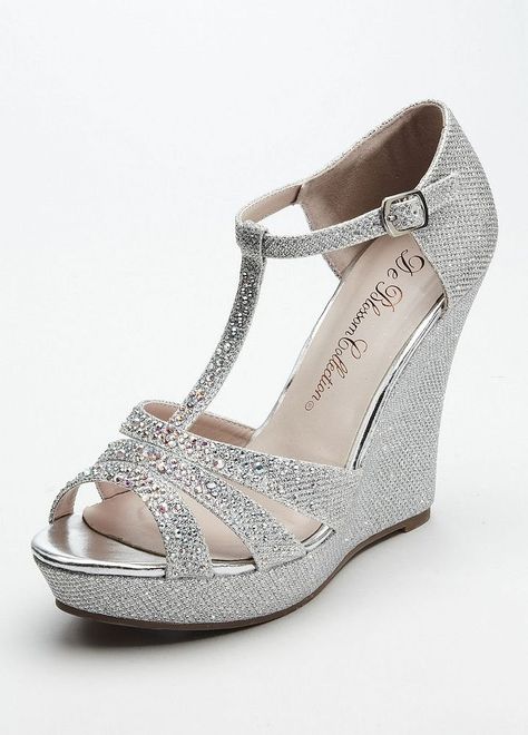 Wedding Bridesmaid Shoes, Silver Bridesmaid Shoes, Wedding Wedges, Silver Wedding Shoes, Shoes Glitter, Wedge Wedding Shoes, Silver Wedges, Sandal Style, Bridal Wedding Shoes