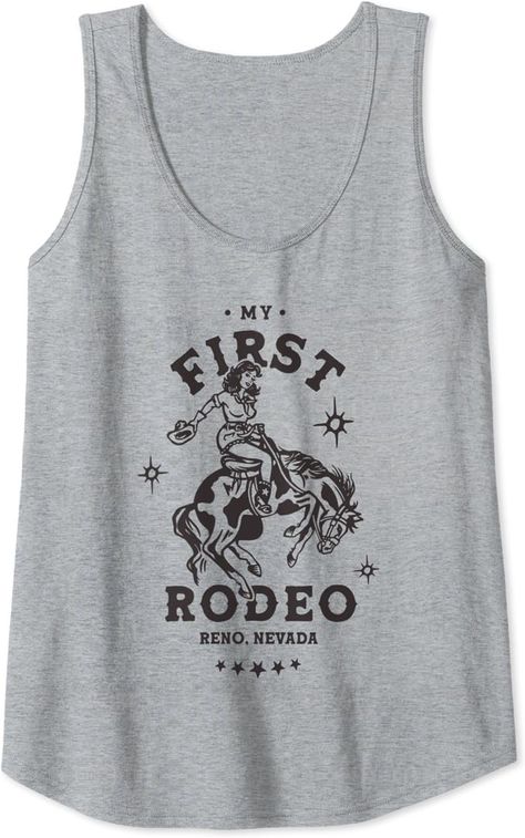 Amazon.com: My First Rodeo Reno, Nevada. Retro Western Cowgirl Horseback Tank Top : Clothing, Shoes & Jewelry Retro Tank Top, Farm Women, Rodeo Girls, Tough Woman, My First Rodeo, Whiskey Ginger, Rodeo Cowgirl, First Rodeo, Reno Nevada