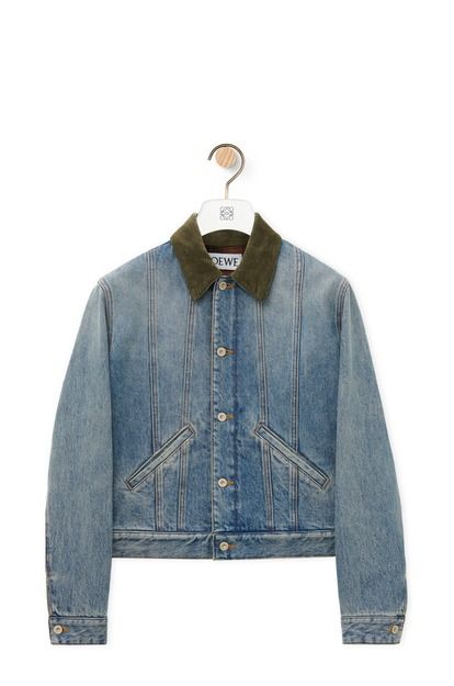 Jacket in denim Washed Denim - LOEWE Denim Work Jacket, Damaris Goddrie, Men Denim Jacket, Denim Wallet, Neo Classic, Fashion Illustration Dresses, Work Jacket, Leather Denim, Flight Jacket