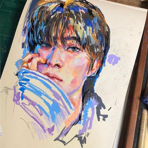 Color Markers Art, Oil Painting Inspiration, Oil Pastel Paintings, Pastel Portraits, Oil Pastel Art, Oil Pastel Drawings, Crayon Art, Kpop Drawings, Graphic Wallpaper