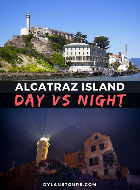 There are so many tours to Alcatraz Island that it's hard to keep track sometimes. There is plenty to see around Alcatraz during the day, but if you dare to take an Alcatraz night tour, you might understand more of the spooky atmosphere that Alcatraz Island is so well known for. We go through the differences between seeing Alcatraz Island at night vs day, and your options for how to get there and back from Pier 39 in San Francisco. #AlcatrazNightTour #AlcatrazAtNight #AlcatrazIsland #Alcatraz Island At Night, Alcatraz Tour, Trip Goals, Alcatraz Prison, California Coast Road Trip, San Francisco Travel Guide, San Fransico, Napa Trip, California Baby