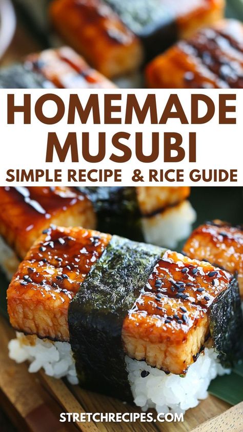 Learn how to make this easy Hawaiian Spam Musubi! With Japanese short-grain rice and perfectly seasoned Spam, this recipe brings the taste of Hawaii to your kitchen. Plus, we’ll share some alternative rice options like Calrose and Jasmine to suit your preference. Perfect for a snack, picnic, or even as part of a musubi bowl, it’s a must-try. Save this now and click through for the full recipe! Hawaiian Spam Musubi Recipe Easy, Japanese Thanksgiving, Hawaiian Spam Musubi Recipe, Musubi Bowl, Hawaiian Bowls, Hawaiian Spam Recipes, Japanese Recipe Ideas, Snack Picnic, Hawaiian Spam Musubi