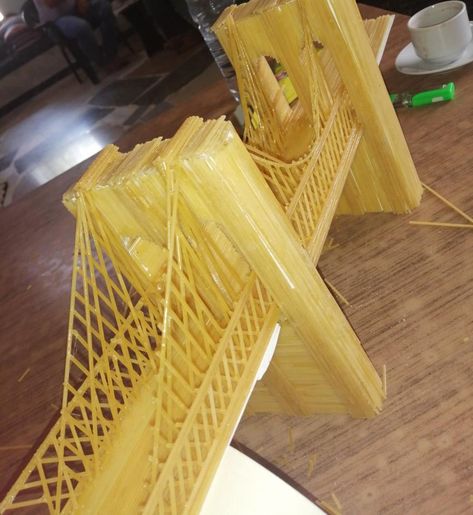 Spaghetti Bridge, Bridge Model, Clay Work, Bridge Design, Class Projects, Science Fair, Architecture Model, Brooklyn Bridge, Architecture Design