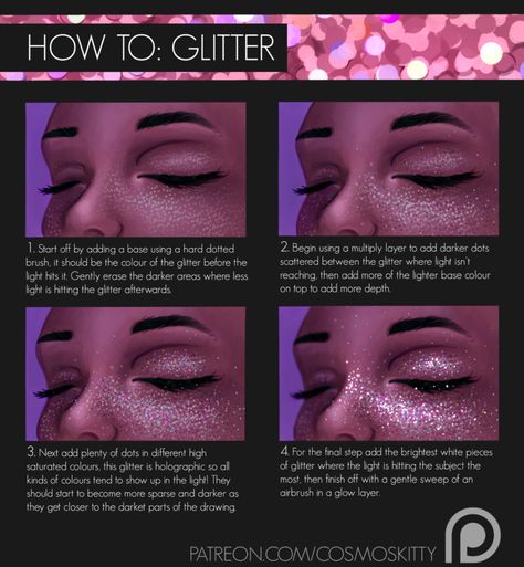 How To: Glitter by CosmosKitty Digital Art Software, Digital Painting Tutorials, Poses References, The Subject, Drawing Tutorials, Digital Art Tutorial, Art Studies, Art Tips, Drawing Tips