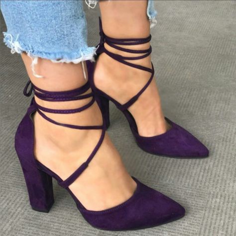 Dark Purple Shoes Heels, Purple Shoes Heels, Plum Shoes, Plum Heels, Prom Shoes Black, Strapped Heels, Purple High Heels, Dr Shoes, Purple Heels