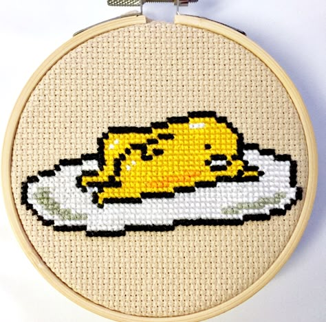 Gudetama Cross Stitch Pattern, Gudetama Cross Stitch, Gudetama Perler, Egg Cross Stitch, Gudetama Perler Beads, Gudetama Pixel Art, Witch Cross Stitch, Architecture Drawing Sketchbooks, Iron Beads