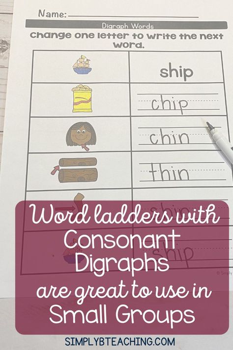 Digraph Activity, Digraph Activities, Digraphs Activities, Word Ladders, Letter Sound Activities, Digraph Words, Consonant Digraphs, Letter Blends, First Grade Phonics