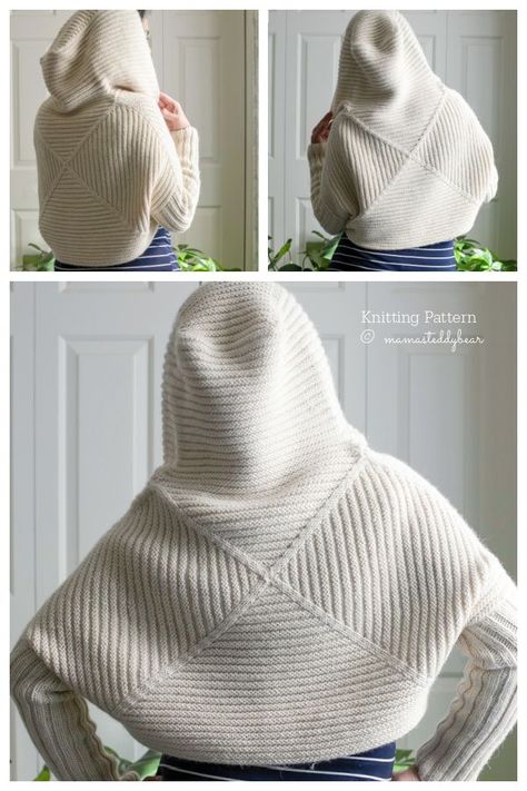 Center Point Popover Hoodie Knitting Pattern - Knitting Pattern 8mm Knitting Patterns, Hooded Cardigan Pattern Free Knitting, Hooded Cowl Knitting Pattern, Knitting Inspiration Beginner, Knitted Hoodie Pattern Free, Knit Hoodie Pattern, Crochet Diys, Hoodie Knitting Pattern, Sweater Knitting Designs