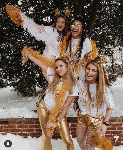 Gold Outfit Spirit Week, Gold Out Theme Football Game, Black And Gold Spirit Day, Gold Out Spirit Day, Gold Spirit Week Outfit, Gold Rush Football Theme Outfits, We Struck Gold Bid Day, Gold Bid Day Theme, Gold Football Game Outfit