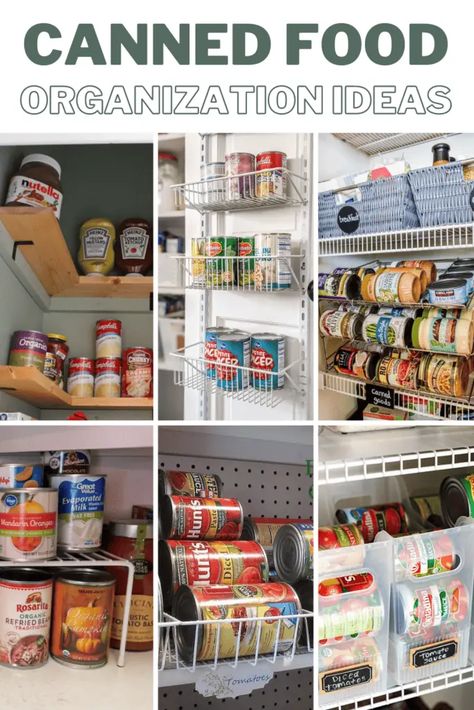 Storage For Canned Goods, Can Food Organization, Organizing Cans In Pantry, Deep Pantry, Used Cabinets, Clear Bins, Stackable Bins, Pantry Wall, Closet Kitchen