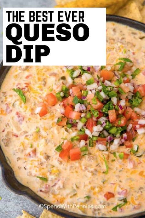 Baked Queso Dip, Sausage Queso Dip, Easy Queso Dip, Queso Dip Crockpot, Spicy Queso Dip, Sausage Queso, Easy Queso, Sausage Cheese Dip, Queso Dip Recipe