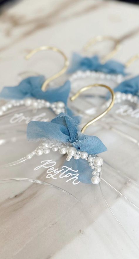 Set of Pearl Bridesmaid Hangers Acrylic Bridal Party Hangers Bridesmaid Pearl Bride Hanger Personalized Dress Hanger Bridesmaid Gift Day Of - Etsy Pearl Bridesmaid Gifts, Gifts To Bridesmaids From Bride, Cerulean Wedding, Bridesmaids Gifts Day Of Wedding, Bridesmaid Gifts Day Of Wedding, Bridesmaid Day Of Gifts, Bridal Party Gift Ideas, Wedding Day Gifts For Bridesmaids, Day Of Bridesmaid Gifts