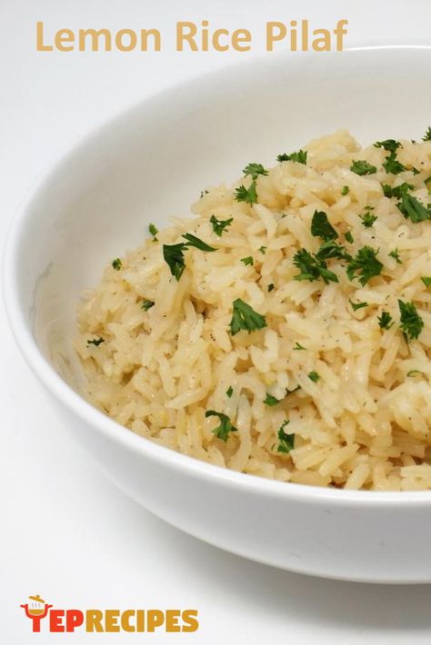 Citrus Rice Pilaf, Lemon Jasmine Rice, Jasmine Rice Seasoning, Lemon Rice Pilaf Recipe, Lemon Garlic Rice Recipes, Seasoned Jasmine Rice Recipes, Jasmine Rice Pilaf, Seasoned Jasmine Rice, Lemon Rice Pilaf