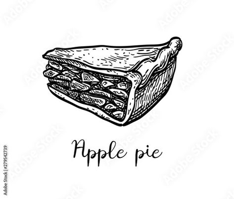 Stock Image: Ink sketch of apple pie Pie Sketch, Apple Pie Cocktail, Pie Drawing, Traditional Apple Pie, Sketch Icon, Cake Drawing, Pie Shop, Old Paper Background, Sweet Bakery