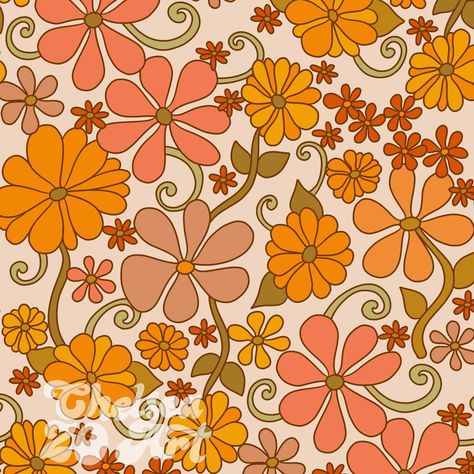 Flower Power Drawing, Hippie Patterns, 70s Flower Pattern, 70s Fashion Hippie, 70s Patterns, Groovy Pattern, Hippy Fashion, 70s Floral Pattern, Feeling Groovy