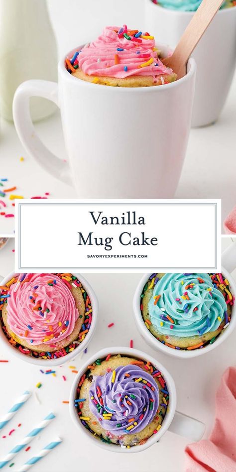 With basic pantry ingredients, you can have a fun single-serve Vanilla Mug Cake ready in under 5 minutes! So EASY to whip up! Easy Vanilla Mug Cake, Single Serving Cookie Dough, Mini Pecan Pie Recipes, Vanilla Mug Cake, Mouthwatering Desserts, Fabulous Desserts, Vanilla Mug Cakes, Mini Pecan Pies, Quick Cake