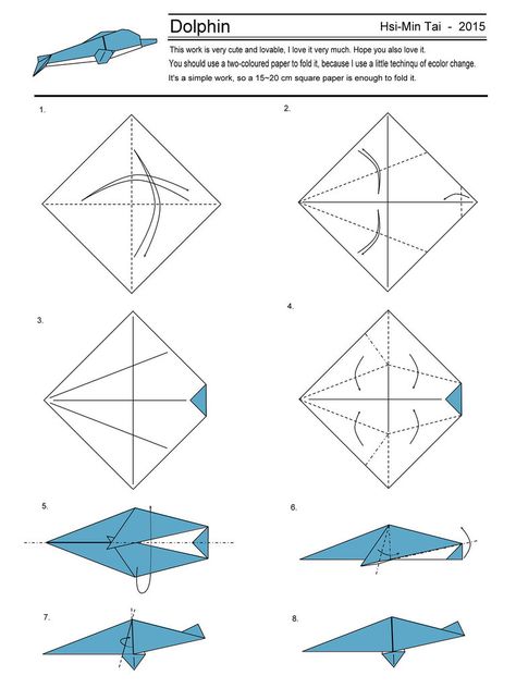 dolphin diagrams Origami Tutorials, Origami Paper Folding, Book Origami, Origami Animals, Origami Tutorial, Paper Folding, Read Book, Origami Paper, Free Ebook