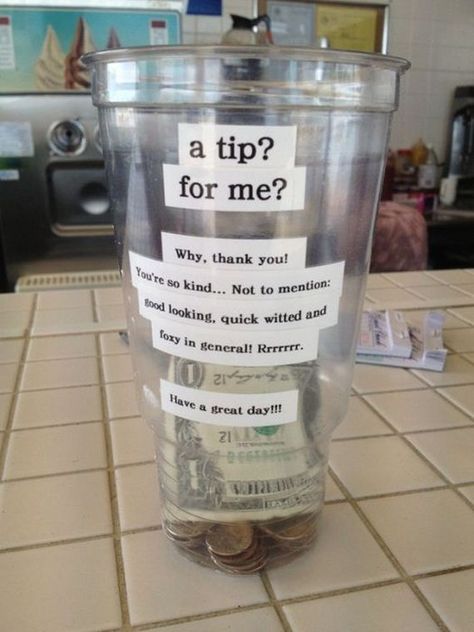 Tip Jar Sayings, Tip Jar Ideas For Work, Tips Jar Ideas Funny, Tip Jar Ideas, Funny Tip Jars, Quote Jar, Server Life, Bucket Ideas, Instagram Username Ideas