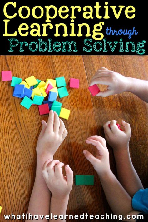 Engage student in cooperative learning activities by solving hands-on problems.  These cooperative learning activities are fun, unique puzzles that give students an opportunity to learn to work together.  Use them as a classroom community building tool throughout the school year. #cooperativelearning Problem Solving And Innovating Activities Kindergarten, Collaborative Math Activities, Problem Solving Activities For Kids, Collaborative Learning Activities, Collaboration Activities, Instructional Activities, Teamwork Activities, Cooperative Learning Activities, Community Building Activities