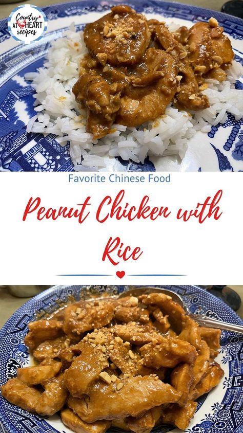 Crispy Peanut Butter Chicken, Peanut Chicken Recipe Chinese, Chinese Peanut Butter Chicken, Peanut Butter Chicken Chinese, Peanut Butter Chicken Recipe, Easy Peanut Chicken, Peanut Chicken Recipe, Sauce Over Rice, Peanut Butter Chicken