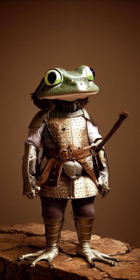 #medieval #realistic #frog Frog In Armor, Frog Person Character, Frog Humanoid, Medieval Frog, Frog Reference, Frog Knight, Frog People, Fantasy Frog, Dancing Frogs