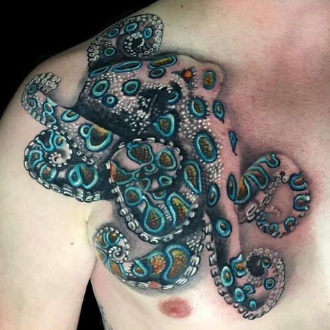 Blue Ringed Octopus Tattoo | Tattoo Ideas and Inspiration Blue Octopus Tattoo, Octopus Calf Tattoo, Female Octopus Tattoo, Blue Ring Octopus Tattoo, Octopus Thigh Tattoo Women, Octopus Tattoos Arm, Tentical Tattoo, Kraken Tattoo Women, Blue Ringed Octopus Tattoo