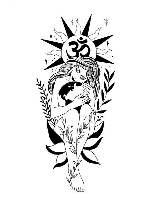 Mother Earth Tattoo, Earth Tattoo, Roman Numeral Tattoos, Half Sleeve Tattoos Drawings, Floral Tattoo Design, Half Sleeve Tattoo, Silhouette Art, Life Tattoos, Tattoo Stencils