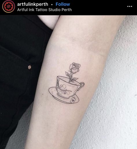 Cup Of Tea Tattoo, Teapot Tattoo, Coffee Cup Tattoo, Tea Tattoo, Teacup Tattoo, Cup Tattoo, Mystical Tattoos, Light Tattoo, Coffee Tattoos