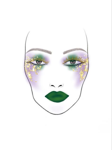 Make up idea for Mardi Gras Mardi Gras Make Up, Mardi Gras Makeup Ideas, Jester Makeup, Burlesque Makeup, Mardi Gras Makeup, Makeup History, Face Chart, Mardi Gras Decorations, Fat Tuesday