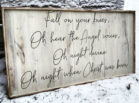 11 Likes, 0 Comments - Michigan Made Gift Co. (@michiganmadegiftco) on Instagram: “Oh night divine... 30x55 Framed. One of our last out of state orders for 2020 is ready to ship out…” Christmas Song Lyrics, Fall On Your Knees, Christmas Songs Lyrics, Christian Signs, Vintage Inspired Christmas, Farmhouse Frames, Glitter Text, Christmas Signs Wood, O Holy Night